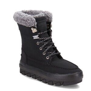 SPERRY Women's Black Lace Up "Juneau" Boots Sz 6.5 New Insole Missing Waterproof